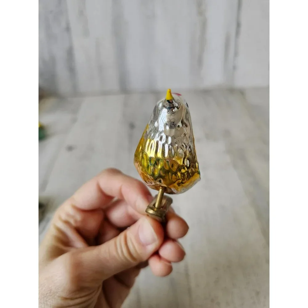 Vintage clip glass‎ bird rainbow ornament Xmas tree